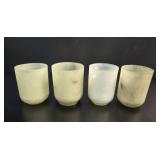 Set of 4 Hand-Carved Translucent Green Onyx Cups