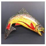 Vtg Folk Art Wood Trout - Hand-Carved & Painted