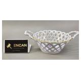 Herend Openwork Porcelain Basket vtg