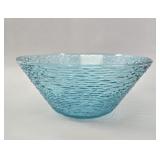 MCM Aqua Blue Textured Glass Centerpiece Bowl