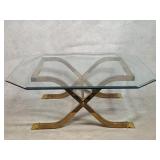 Maison Jansen Style Brass & Glass Coffee Table