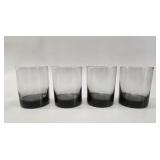 4 Mid-Century Charcoal Bubble Base Glasses