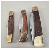 Trio of Vintage Folding Buck-Style Pocket Knives