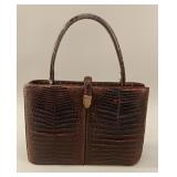 Alligator Skin Handbag with Art Deco Clasp