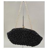 1960s Black Beaded Evening Clutch Purse