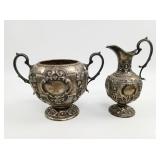 Victorian Silver-Plate Creamer & Sugar- Martin