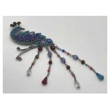 Large Avon Rhinestone Peacock Brooch