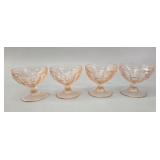Four Pink Depression Glass Footed Dessert Bowls