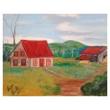 Paule, Red Roof Rural Landscape, Oil