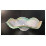 Murano Style Sommerso Art Glass Ruffled Bowl