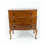 Walnut Burl Veneer Bowfront Bachelorï¿½s Chest