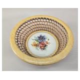 Post-War German Woven Basket with Floral Insert