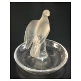 Signed Lalique France Crystal Dove Trinket Dish