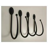 Four Vintage Long Wrought Iron Wall Hooks