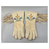 Indigenous Plateau-Style Beaded Buckskin Gauntlets