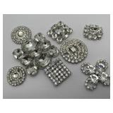 8 Czech Vintage Rhinestone Buttons