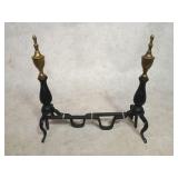 Federal Style Cast Iron & Brass Andirons