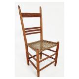 Antique Quebec Ladder Back Rawhide Seat Side Chair