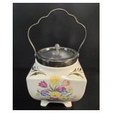 Sandland Ware Floral Biscuit Barrel vtg
