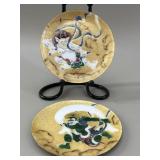 Ando Cloisonnï¿½ Fujin & Raijin Miniature Plates