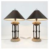 Pair of Neoclassical Wrought Iron Table Lamps