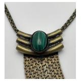 TOVA Malachite Fringe Necklace