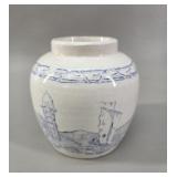 Blue and White Transferware Ginger Jar vtg