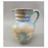 Art Deco Mottled Glaze Pottery Pitcher