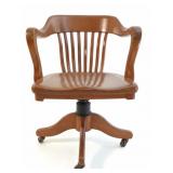 Antique Solid Bankers Swivel Armchair
