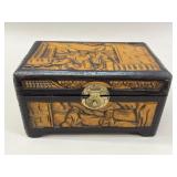 Chinese Hand-Carved Camphor Wood Jewelry Box