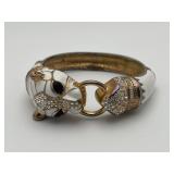 Ciner Gilt & Enamel Cougar Head Hinged Bangle