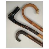 Trio of Antique Folk Art & Carved Walking Canes