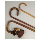 Folk Art and Bamboo Walking Cane Collection