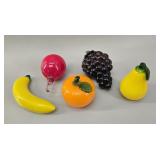 Murano Style Blown Glass Fruit in Wire Basket