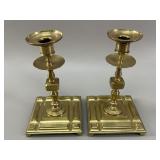 Pair of Hepplewhite Style Brass Candlesticks