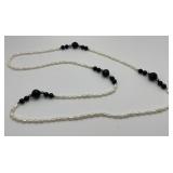 Baroque Style Pearl and Black Bead Necklace