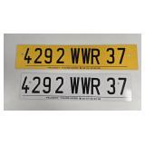 Pair of French Peugeot Dealer License Plates