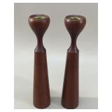 Pair of Kalmar Designs Danish Teak Candlesticks