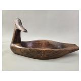 Lg Hand-Carved Folk Art Wooden Duck Bowl