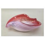 Murano Aventurine Glass Conch Bowl vtg
