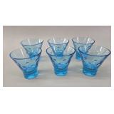 Set of 6 Mid-Century Blue 'Polka Dot' Glasses