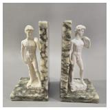 Pair of Italian Alabaster & Marble David Bookends