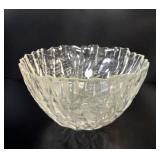 Mid-Century Modern Ice Bark Textured Glass Bowl