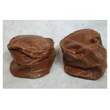 Pair of Hand-Stitched Moroccan Leather Poufs