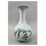 Korean Celadon Style Floral Porcelain Vase