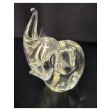 Murano Style Hand-Blown Glass Elephant Figurine
