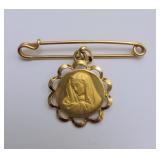 18k/750 Gold Pin with Madonna Pendant