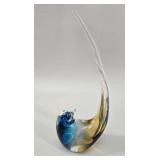 Murano Style Blue & Amber Glass Bird with Long