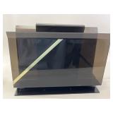 1980s Smoked Lucite & Brass Magazine Rack