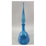 MCM Blenko Turquoise Blue Crackle Glass Decanter &